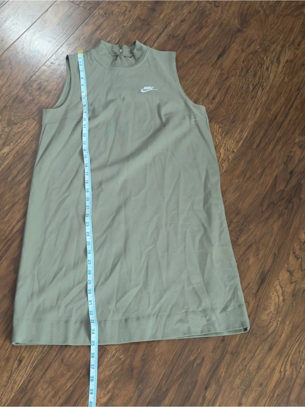 Nike Olive Green Sleeveless Mini Dress with High Neck
